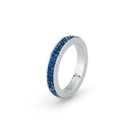 Anello Crystal ring mis. 16 acciaio pasta e zircone blu