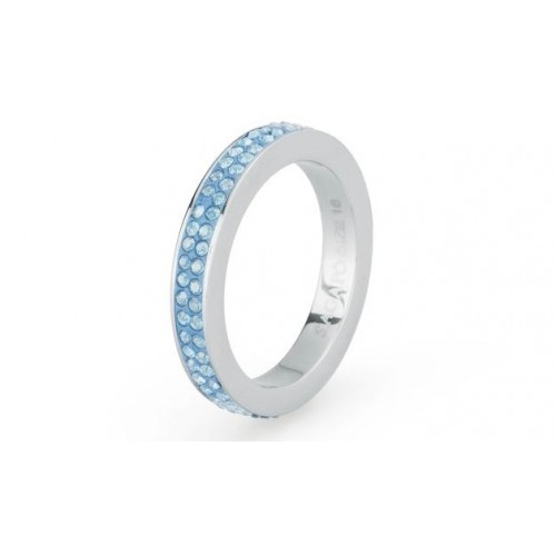 Anello Crystal ring mis. 12 acciaio pasta e pietre zaffiro