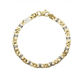 Yellow and white gold 18k flat chain type man bracelet