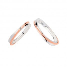 18K White and rose gold with diamond wedding rings Polello