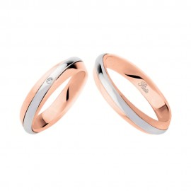 18K White and rose gold with diamond wedding rings Polello