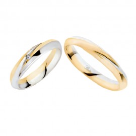 Coppia di fedi matrimoniali in oro 18 Kt con diamante Polello 2325DBG-UBG