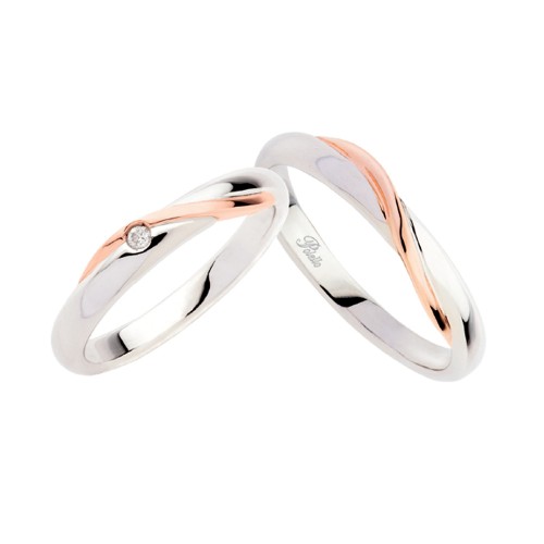 18K White and rose gold with diamond wedding rings Polello 2331DBR-UBR