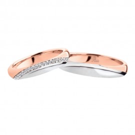18K White and rose gold with diamonds wedding rings Polello 2694DBR-UBR