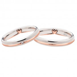 18K White and rose gold with diamond wedding rings Polello 2695DBR-UBR