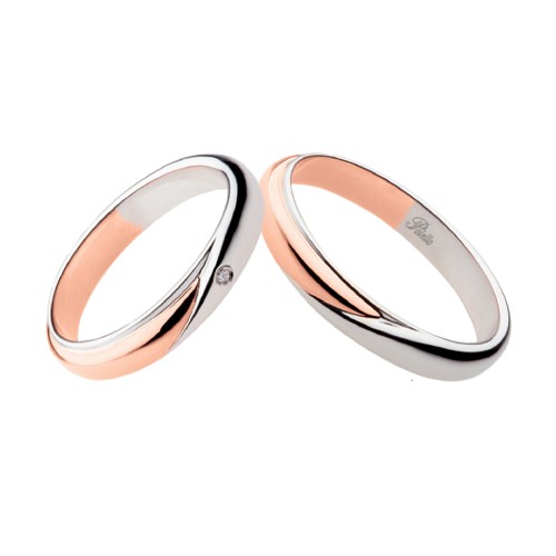 18K White and rose gold with diamond wedding rings Polello 2700DBR-UBR