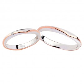 18K White and rose gold with diamond wedding rings Polello 2836DBR-UBR