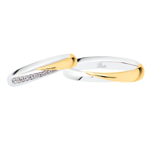 18K White and yellow gold with diamonds wedding rings Polello