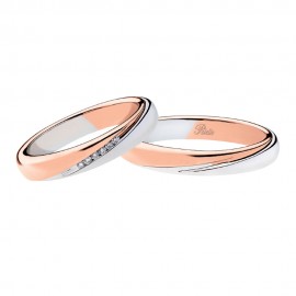 Coppia di fedi matrimoniali in oro bianco e rosa 18 Kt con diamanti 2888DBR-UBR