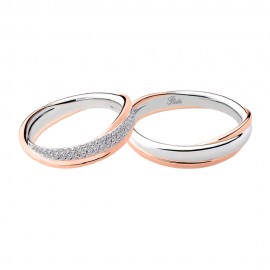 18K White and rose gold with diamonds wedding rings Polello 2890DBR-UBR