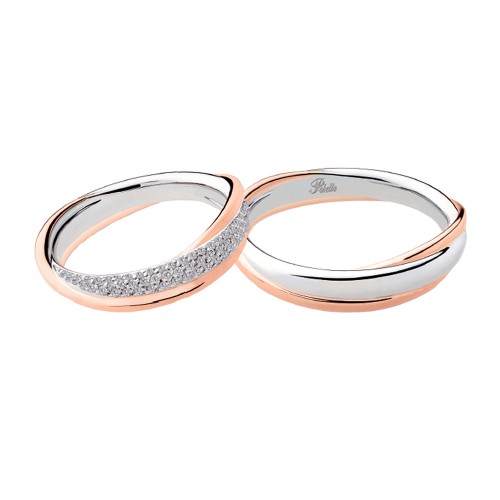 Fedi in oro bianco e rosa 18 Kt con diamanti 2890DBR-UBR