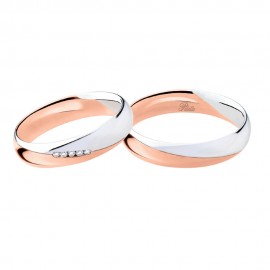 Coppia di fedi matrimoniali in oro bianco e rosa 18 Kt con diamanti 2893DBR-UBR