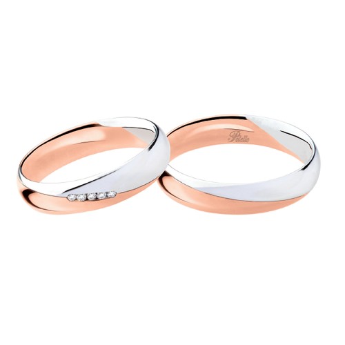 18K White and rose gold with diamonds wedding rings Polello 2893DBR-UBR