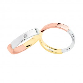 Coppia di fedi in oro giallo, bianco e rosa 18k 2982DBGR-UBGR