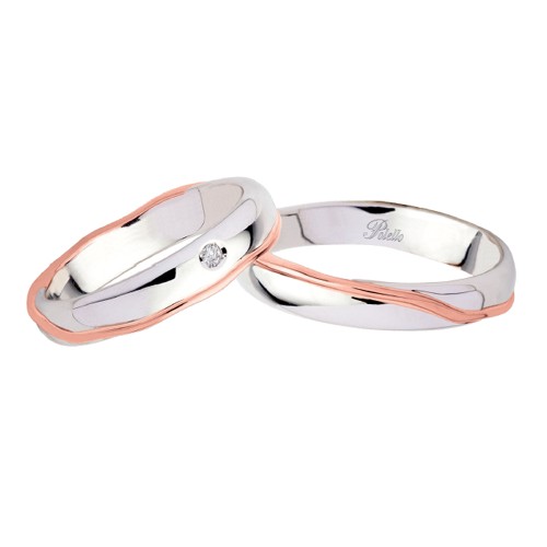 18K White and rose gold with diamond wedding rings 2984DBR-UBR