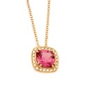 Collana in Oro Rosa 18 Kt 750/1000 con Tormalina e Diamanti