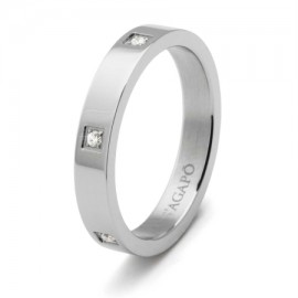 S'agapõ stainless steel, white crystal ring SDE05