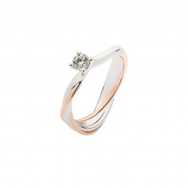 Solitario in oro bianco e rosa 18Ct Polello