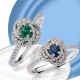 18k White Gold with Emerald and Diamonds Women Ring