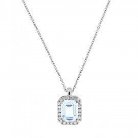 Women 18k White Gold with Aquamarine and Diamonds Necklace