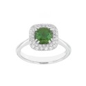 Women 18k White Gold with Green Tourmaline and Diamonds Ring