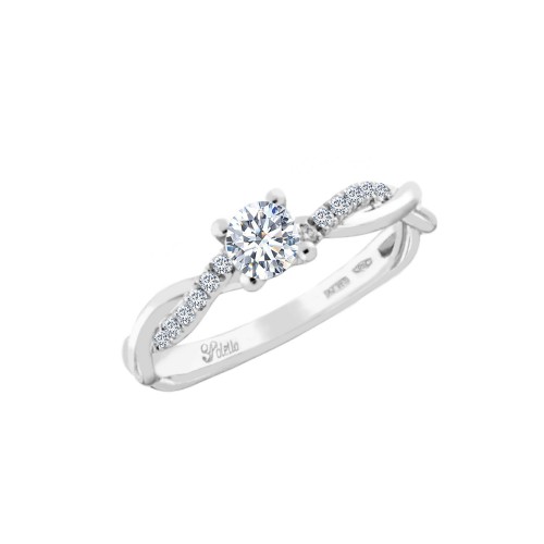 Women 18k White Gold with Diamonds Polello Solitaire Ring