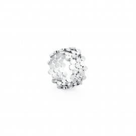 S'agapõ stainless steel, white crystal, three rings ledies SVC01