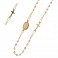 White rose and yellow gold 18k 750/1000 with white and black cubic zirconia rosary necklace