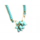 Yellow gold 18k 750/1000 with natural turquoise necklace