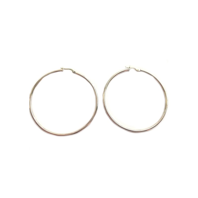 White gold 18Kt 750/1000 shiny woman hoop earrings