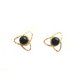 Yellow gold 18Kt 750/1000 with natural onyx woman earrings