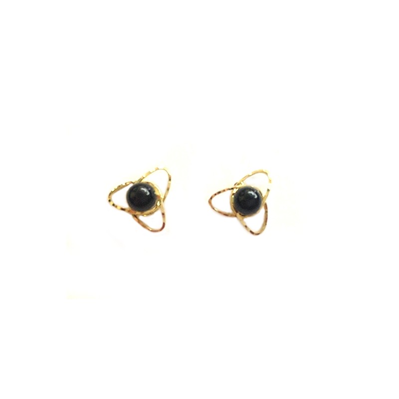 Orecchini in oro giallo 18Kt 750/1000 con pietra onice nera da donna