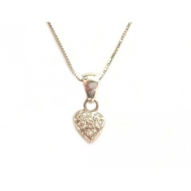 Collana in oro bianco 18Kt 750/1000 con cuore pendente di diamanti Kt 0.27 da donna