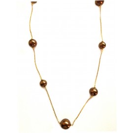 925 sterling silver necklace, with chocolate-coloured pearls woman
