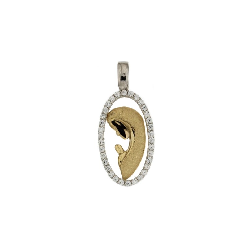 Yellow and white gold 18Kt 750/1000 Virgin Mary pendant