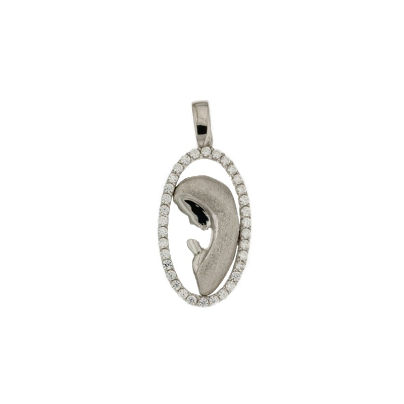 White gold 18Kt 750/1000 virgin mary pendant