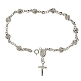 Bracciale rosario in oro bianco 18Kt 750/1000 con sfere sfaccettate unisex