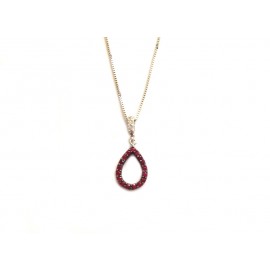 White gold 18k 750/1000 with red and white cubic zirconia woman necklace