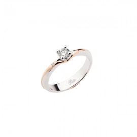 Anello solitario in oro bianco e rosa 18Ct Polello G2885BR