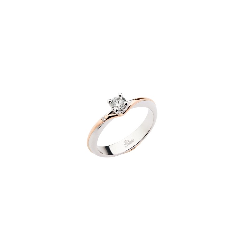 Anello solitario in oro bianco e rosa 18Ct Polello G2885BR