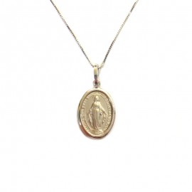 Collana in oro bianco 18Kt 750% con madonna immacolata concezione