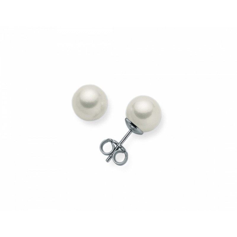 Orecchini in oro bianco 18Kt - 750/1000 con perle lucidi da donna