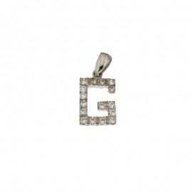 White gold 18Carat, white zircons letter G pendant