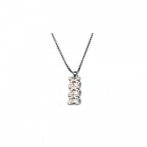 Collana in oro bianco 18Kt 750% con trilogy Ct 0.19