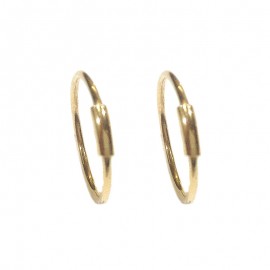 Yellow gold 18Kt 750/1000 shiny unisex hoop earrings