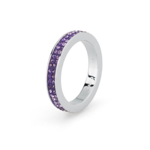 S'agapõ stainless steel, violet crystal ring SCR37