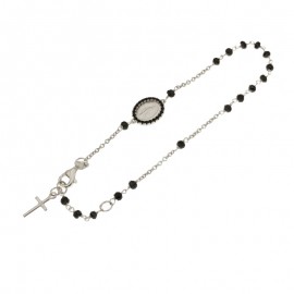 Bracciale rosario in oro bianco 18kt 750/1000 con pietre nere