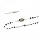 White gold 18kt 750/1000 with black stones rosary necklace