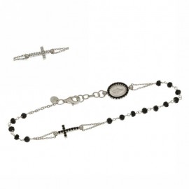 White gold 18k 750/1000 with black stones rosary bangle