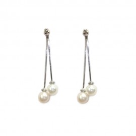 White gold 18kt 750/1000 with pearls shiny woman earrings